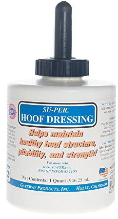 SU-PER Hoof Dressing for Horses - Helps Maintain Healthy Hoof Structure, Pliability, and Strength - Made with Fish Oil, Pine Tar, and Essential Oils - 1 Quart + Brush