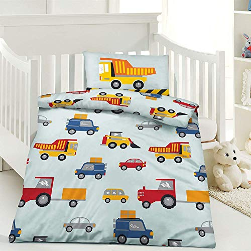 3-Piece Baby Bed Linen Reversible Design 100 x 135 cm + 40 x 60 cm + 1 Fitted Sheet 70 x 140 cm Jersey