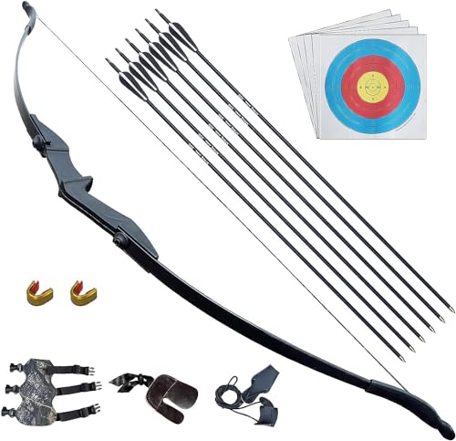 D&Q Recurve Bogen Set Erwachsene Pfeil und Bogen für Anfänger Bogenschießen Sportbogen beidhändig 30lb 40lb mit Bogenschießen Zubehör(30lb)