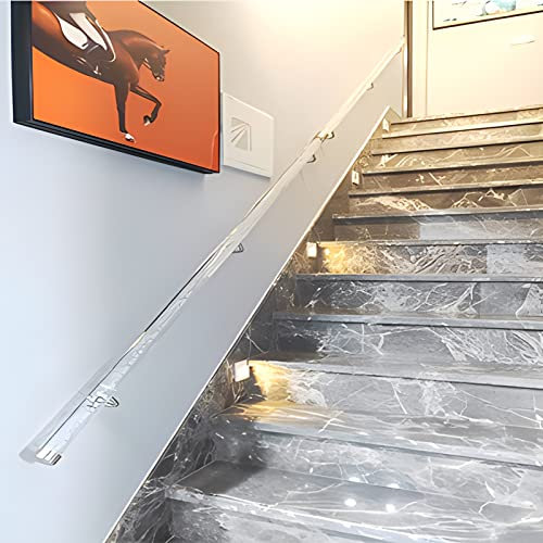 Clear Acrylic Handrails for Stairs - 1 ft/ 3ft/ 5ft/ 7ft/ 9ft/ 10ft Long Wall Mounted Grab Bar, Staircase Inside/ Outdoor Banister Handrail with Sliver Fittings, Load 550lbs ( Size : 0.7m(2.3ft) )