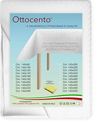 Tex Family Ottocento – Sottotovaglia Mollettone Salva Tavolo Bianco – PVC Gommato Antiscivolo e Feltro Antiurto 3 mm – Copritavolo Proteggi Tavolo Antimacchia Lavabile – Made in Italy – Cm. 140x500