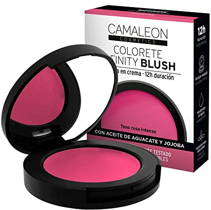 Camaleon Cosmetics - Colorete Infinity Blush 12 horas - Tono Frambuesa/Rosa intenso - Larga Duración - Textura en crema - Vegano.
