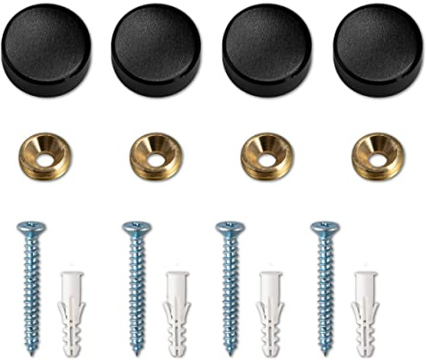 Decorative Screw Caps,Solid Aluminum Alloy Cap Mirror Screws Decorative Screw with Caps, 0.6, Polished Black