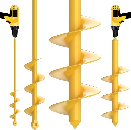 Nafogar Punta da trapano a coclea da giardino per piantare, confezione da 2, 4,1 x 41,9 cm e 8,9 x 40,6 cm, foro a spirale per scavare piantare, bulbi, piante da aiuola e altro ancora, compatibile con