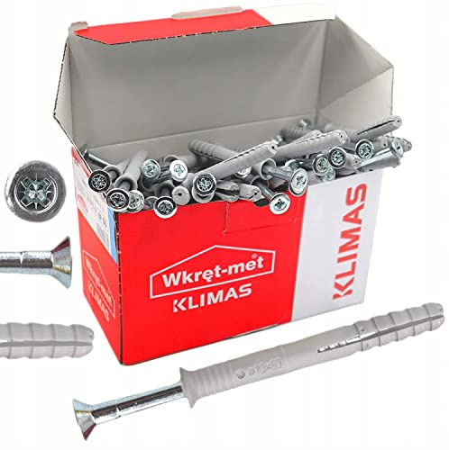 KLIMAS Cheville à Frapper collerette Conique - vis tête fraisée PZ 6 x 60 - Boîte de 200 - Cheville Fixation
