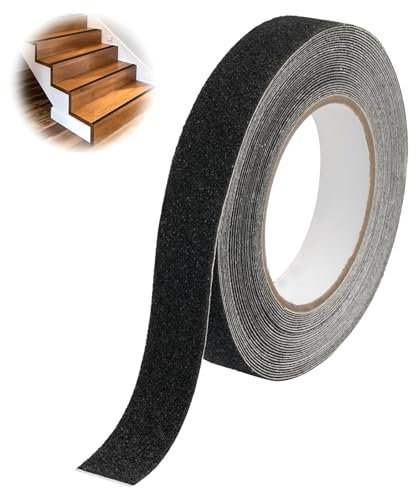 Strisce Antiscivolo per Scale Esterne Interne,2.5cm x 10m Nastro Adesivo Antiscivolo per Gradini,Strisce Antiscivolo Adesive Nero,Nastro Antiscivolo Autoadesivo per Scale,Gradini,Skateboard,Ponteggi