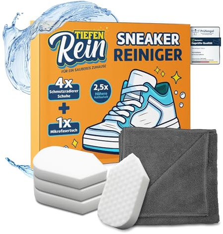 Premium Schmutzradierer Schuhe | 4 Stück Sneaker Reiniger Weiß - Radierschwamm mit 2,5X höherer Haltbarkeit | Zauberschwamm und Sneaker Cleaner | Schuhschwamm als Schuhputzset & Schuhreiniger