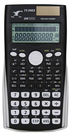 Septpenta Wissenschaftlicher Taschenrechner mit 240 Stelligem 2 Zeilen LCD Display, Multifunktionsrechner mit Zwei Netzteilen für Lehrer, Schulen und Büros