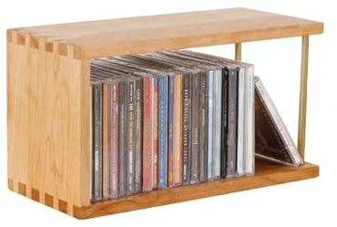 Massivt trä CD-hylla förvaringshylla för skrivbord DVD/CD organiseringshållare spelskiva display rack samlingslåda platsbesparande förvaringslösning