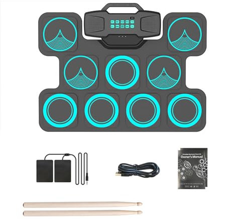 DOUDINGMAO 9 Pads Electric Drum Set, Practice Drum Machine with Headphone, Built-in Drum Pedals Drum Stick Drum Pads