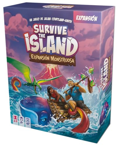 Asmodee Survive The Island Expansión Monstruosa, Juego de Mesa Familiar, 3 Nuevas Criaturas, Juego Básico Necesario para Jugar, para 2-5 Jugadores, 8+ Años, Español