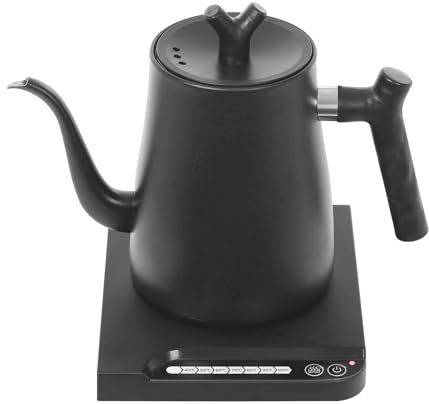 Elektrischer Wasserkocher, 1000W Edelstahl Temperaturregelung Schwanenhals Wasserkocher Teekessel Electric Kettle 1000ML, Einstellbare Temperatur, Schwarz