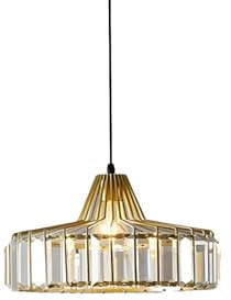 ZTTECH Lampadario Moderno in Cristallo e Metallo Altezza Regolabile Attacco E27 Compatibile con Lampadine Dimmerabili per Cucina Sala da Pranzo Camera da Letto (Dorato, 32cm)