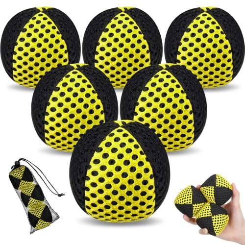 Soulchen 6 Packs Juggling Balls Set for Beginners Juggling Bean Bags Durable Juggle Ball Kit for Beginners and Professionals(Black Yellow)