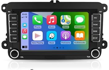 7-tums skärm bilradio för Volkswagen, Seat, Golf, Passat, Jetta, Beetle, Touran, EOS, Skoda, Seat dubbel DIN-pekskärm Bluetooth-radio med trådlös CarPlay, Android Auto, GPS