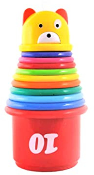 Porgeel Jouets éducatifs pour bébé Ours gobelets gigognes empilables Jouets de Construction Ensemble de 9 pièces pour Enfants