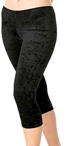 Fischer 77122 Samt Caprihose Mädchen Gymnastik Turn Sport Capri Hose in wolkiger Samt Optik, Ökotex 100 Zertifiziert, Größe: 140, Farbe: Schwarz