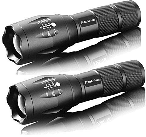 TotaLohan Military Grade High Lumen 5 Mode LED Tactical Flashlight Torch for Hurricane Camping Biking Hiking Home Emergency,2 Pack