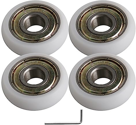 8 x 27,5 x 8 mm, weiße Lager, Stahlkugellager, Führungsrolle, rund, Radlast 83 kg, 4 Stück, geeignet für Nylon-Zylinderrollenlager für Möbelbeschläge