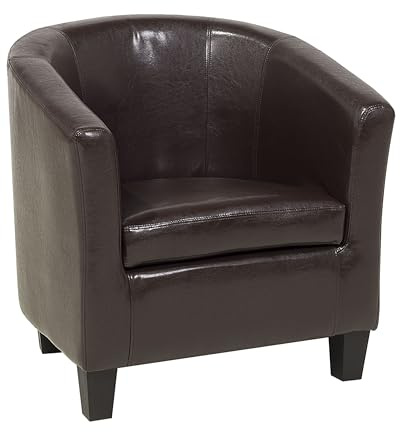 Beliani Fauteuil Club Type Cabriolet en Cuir PU Marron de Qualité pour Chambre ou Salon au Design Moderne et Vintage
