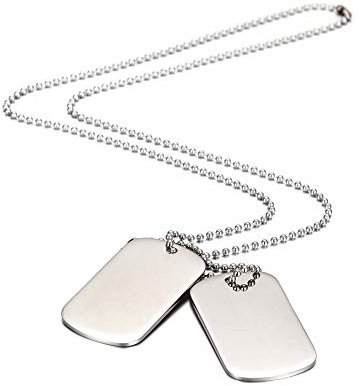 MicVivien Herren Halskette Dog Tag aus Edelstahl Fahrrad Motorradfahrer Einstellbare Kette Geschenk für Jungen Silber Schwarz