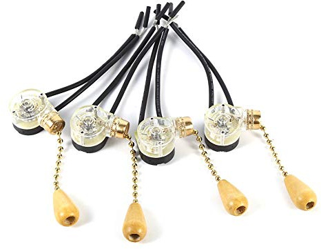 VOBOR Interruttore a Fune Pull di Ricambio a Catena Retro per Ventilatore a Soffitto Lampada da Parete 250V 125V 4 Pezzi