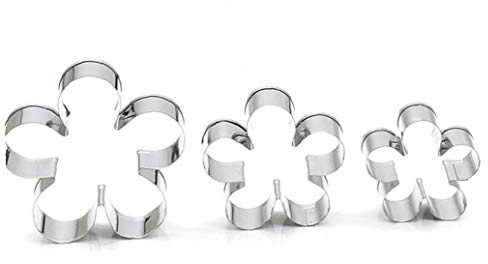 TOSSPER 3pcs / Set Rose Petal Backen Keksausstecher-Kuchen-Zucker Craft-Form-biskuit-dekor-Werkzeuge Backen Ausstechformen Set Silber