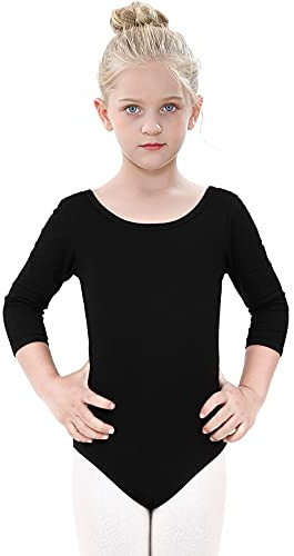 Kefiyis Ballet Leotard for Girls Cotton Dance Leotards Mesh Back Dance Tops Bodysuit Gymnastics Leotards for Toddler Kids 120-130
