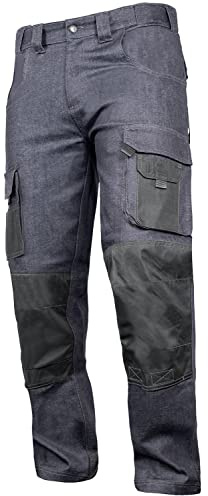 ACE Genesis Jeans Herren-Arbeits-Hose lang - Männer-Cargo-Hosen aus 98% Baumwolle - Stretch-Bund & Knie-Taschen - 52