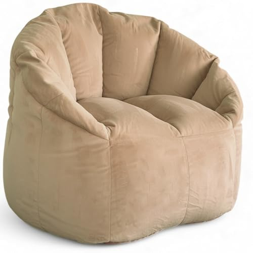 Aiire Sillon Puff Salon de Lujo - [85x85x75] Sofa Puf Moderno en Terciopelo Persa - Puffs con Relleno Incluido para Adultos o Decoracion Habitacion Juvenil - Bean Bag Chair Infantil XXL Beige