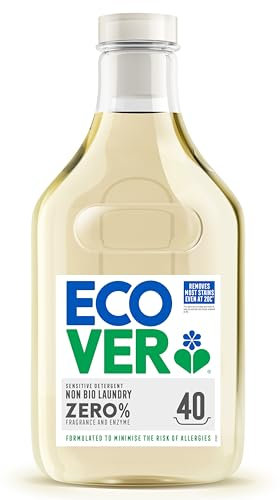 Ecover Zero Non-Bio Laundry Detergent, Laundry Washing Liquid, For Sensitive Skin, Baby Laundry 1 x 40 Washes, 1 x 1.43L