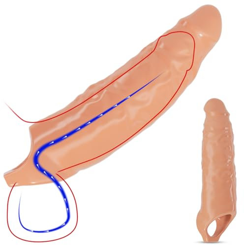 BDSMLOVE Penishülle XXL,28 CM Penis Sleeve größer Penismanschetten für Penisverlängerung 5 CM,Penis Hülle Penisvergrößerung für Big Penis Sex Spielzeug ab 18 für Paare extrem (dunkle Hautfarbe)
