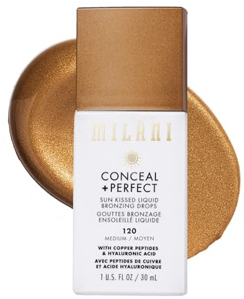 Milani Gouttes bronzantes liquides bronzantes anti-cernes and Perfect Sun Kissed Liquid Bronzing Drops 120 Medium