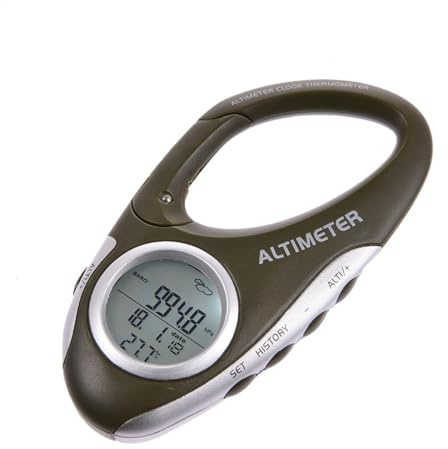 Altimetro Elettrico - Altimetro Digitale Escursionismo, | Altimetro Digitale Multifunzionale Con Calendario, Forniture Per Escursionismo, Altimetro A Moschettone Per Precipici Scogliere M