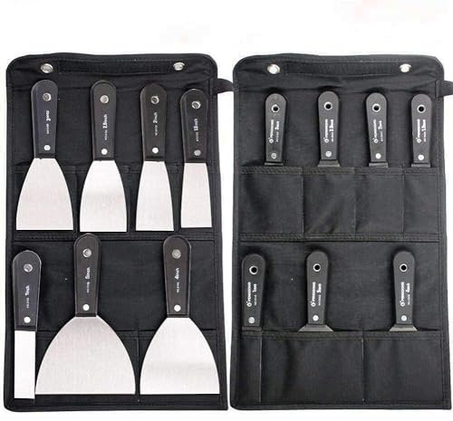 7PCS Filler Knife Set,Stainless Steel Wallpaper Scraper Tools,Paint Plastering Scraper Putty Knife with Storage Bag,Wall Filling Knives Metal Scrapers for Wallpaper Drywall Finishing Plaster Scraping