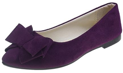 Flat Wedding Shoes Women's Wedding Shoes with Cute Bow Fashionable Elegant Classic Evening Shoes Flat Non-Slip Ballet Pumps Soft Sole Loafer Single Shoes Dance Shoes, purple, 10 UK