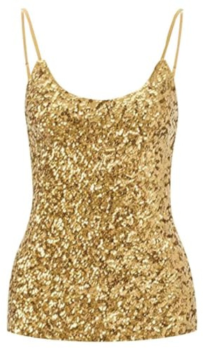 Sparkly Sequin Vest for Women, Sleeveless Glitter Camisole Party Tank Top, Sexy Scoop Neck Solid Tank Top with Adjustable Straps, Daily Sequined Slim Blouse Shirts for Dance Night Club Performance