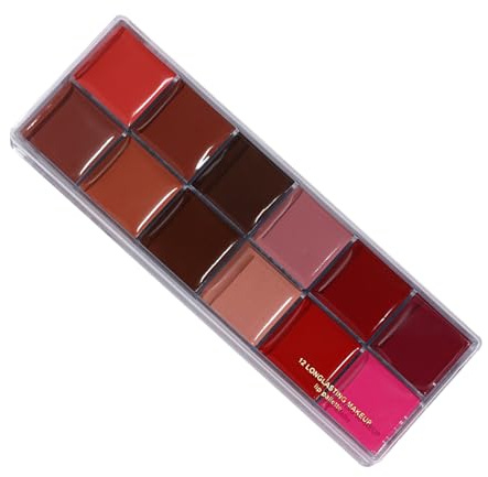 12 läpppalett, läppmakeup med tonpalett, långvarig kompakt läppglans set för present till fru, dotter, mamma