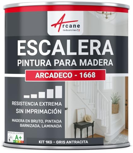 ARCANE INDUSTRIES Pintura para Escalera de Madera - ARCADECO - 1668 - Gris Antracita - RAL 7016