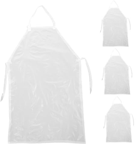 Mikinona 4 Pièces Tablier de Cuisine Long PVC Imperméable et Résistant à Huile Protection Étanche pour Hommes et Femmes pour Cuisine Lavage Jardinage Toilettage Lot