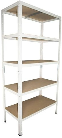 Shelf Creations BASIC Schwerlastregal 230x100x40cm weiß 5 Böden Steckregal Kellerregal Lagerregal Werkstattregal Archivregal Haushaltsregal Ordnerregal Metallregal Garagenregal Fachbodenregal