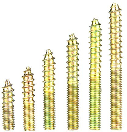 Fafeicy 110 Stück M4 Passschraube, Holzbearbeitungsmöbelanschluss Doppelendschraube, Eisen Verzinkung Selbstschneidende Gewindeschraube, mit 6 verschiedene Typen