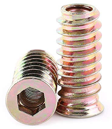 Yosoo Health Gear Gängade insatsmuttrar, zinkpläterade kolstål insexhylsa skruvmuttrar sortiment verktygssats för trämöbler (M6 x 25 mm)
