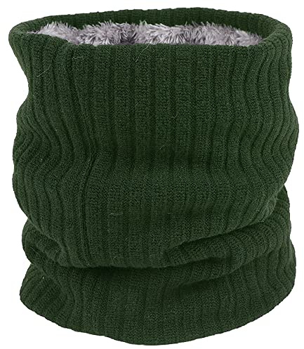 ehsbuy Fleece Neck Warmer Thermal Snoods Unisex Thick Winter Cold Weather Knitted Circle Scarf for Cycling Motocycle Sports