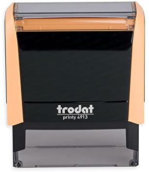 Trodat - Printy 4913 - Custom Stempel mit Wunschtext personalisieren, hier gleich online gestalten Gehäusefarbe rot – Adresstempel - Firmenstempel - mit Wunschtext - 58x22 mm - 6 Zeilen