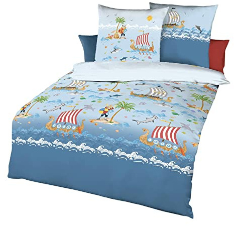 Kaeppel Bettwäsche Wikinger blau 100x135 cm + 40x60 cm