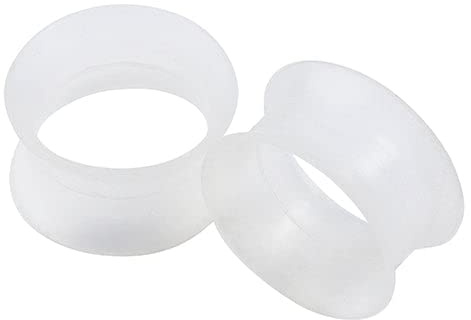 1 PAIR (2pcs) SILICONE EARSKIN TUNNELS Double Flare Gauges Super Ultra Thin Soft Flexible Flesh Plugs 1042 (6G (4MM), Clear)