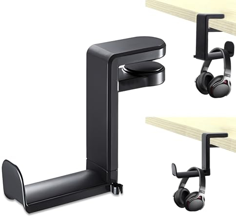 BASVII Soporte Auriculares Mesa - Soporte Cascos Gaming Hecho Abs Y Metal, Estable Y No Se Rompe Fácilmente, Giratorio 360° Y Ahorra Espacio - Para Escritorios De Computadora, Gabinetes, Etc