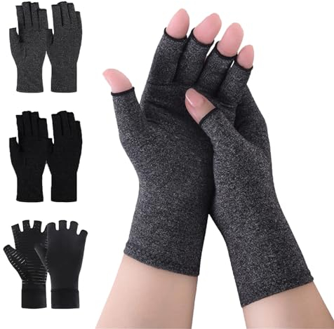 DALAETUS 3 Paar Arthritis Handschuhe Kompressionshandschuhe Fingerlose Arthritis Handschuhe Hand Schmerzlinderung Kupfer Kompressionshandschuhe Rheuma RSI Karpaltunnel Gelenkschmerzen
