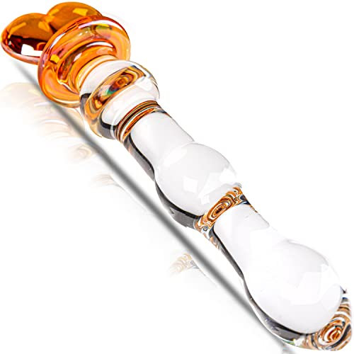 Sensazionale Sex Toy Vibratore Anale in Vetro Plug Anale da Donna Dildo Anale dilatatore anale Lunghezza 22cm ⌀3.1cm Anal Plug Punta d'oro a Forma di Cuore anal toys plug anali sex toys FOPS G62